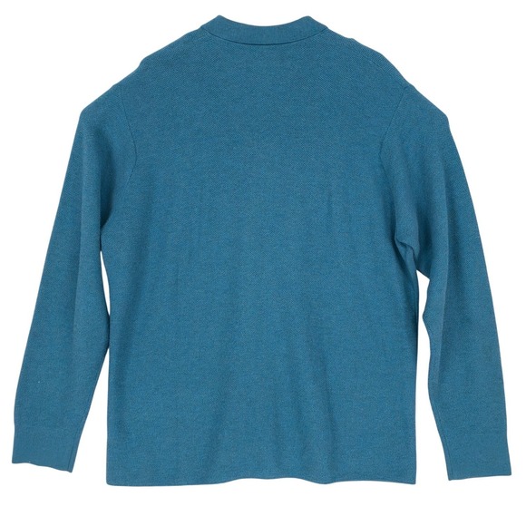 Peter Millar Mens XXL Blue Waffle Knit Button Front Polo Sweater - Picture 4 of 13